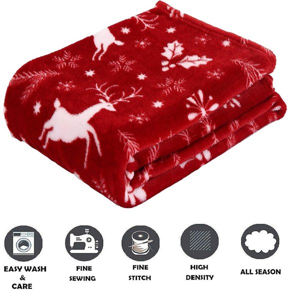 50' x 60'' Comfort Luxury Velvet Soft Christmas Prints Fleece Fuzzy Warm Blanket - Picture 4 of 8